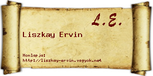 Liszkay Ervin névjegykártya